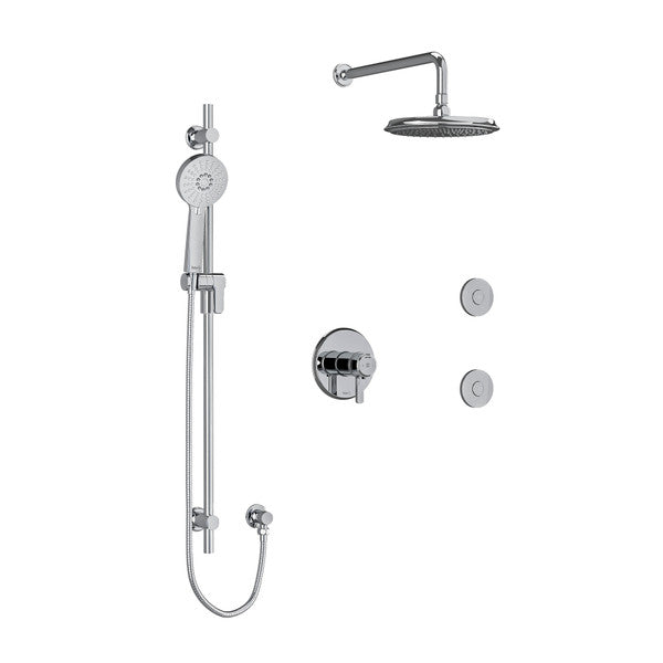 RIOBEL KIT3545MMRDJ Momenti Type T/P (Thermostatic/Pressure Balance) 1/2 Inch Coaxial 3-Way System Hand Shower Rail Elbow Supply Shower Head And 2 Body Jets