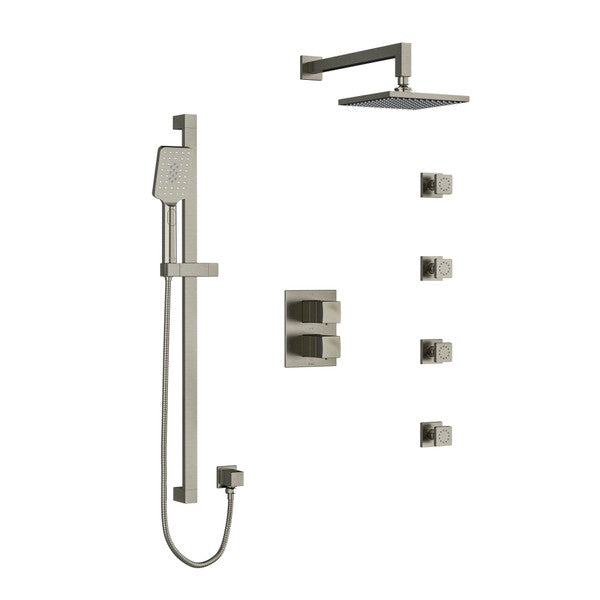 RIOBEL KIT446RF Reflet Type T/P (Thermostatic/Pressure Balance) Double Coaxial System With Hand Shower Rail 4 Body Jets And Shower Head