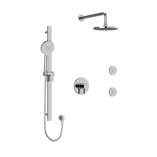 RIOBEL KIT3545PXTM Paradox Type T/P (Thermostatic/Pressure Balance) 1/2 Inch Coaxial 3-Way System Hand Shower Rail Elbow Supply Shower Head And 2 Body Jets