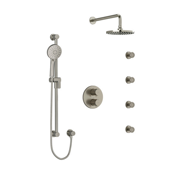 RIOBEL KIT446EDTM Edge Type T/P (Thermostatic/Pressure Balance) Double Coaxial System With Hand Shower Rail 4 Body Jets And Shower Head